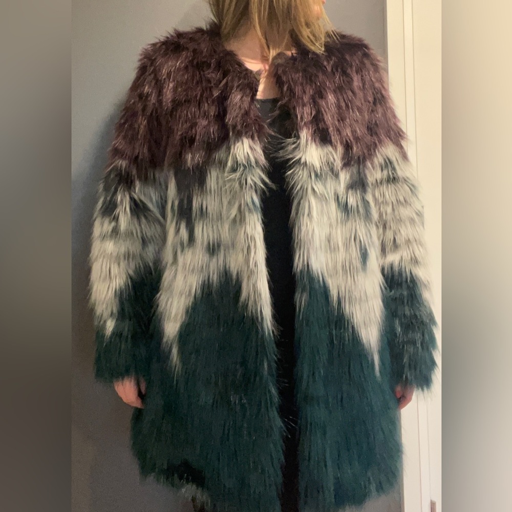 ASOS multi-colored faux fur jacket NWT